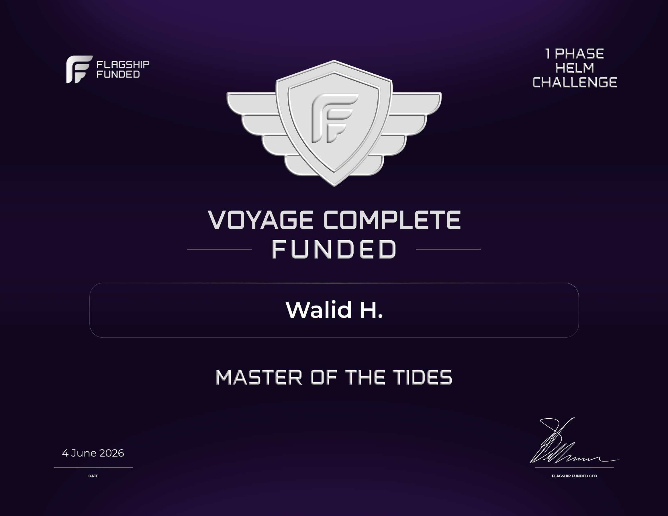 Walid H. — Flagship Funded funded trader certificate